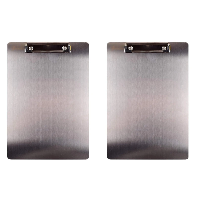 2X Metal Clipboard Folder A4 Stainless Steel Clip Board Bill Storage Folder Writing File Board Menu Splint For Business