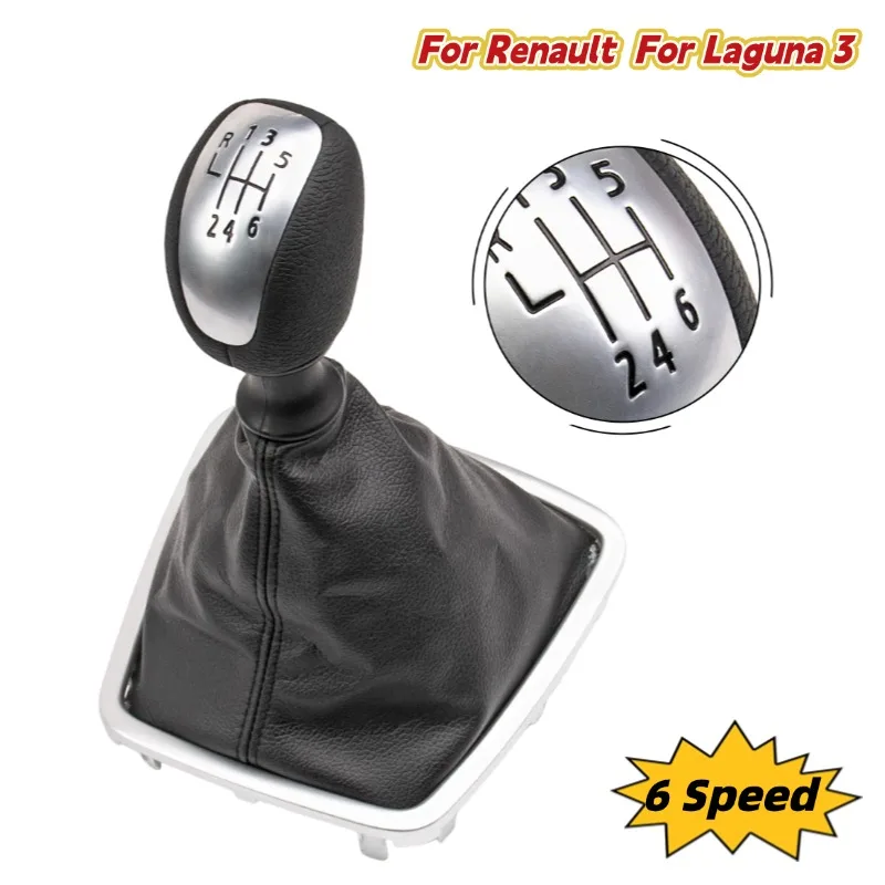

6 Speed Leather Gear Shift Knob With Dust Cover For Renault For Laguna 3 III 2007-2015 Replacement Car Interior Parts