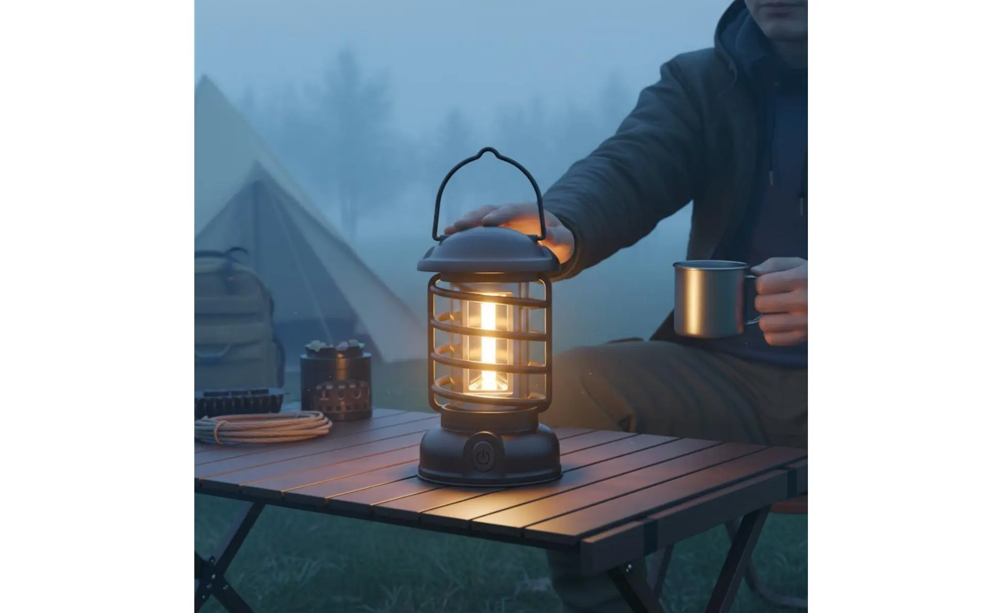 Retro Camping Lantern Two-Way Power Supply Vintage Design Luminous Component Lantern Battery-Operated Tent Lamp Outdoor Lighting