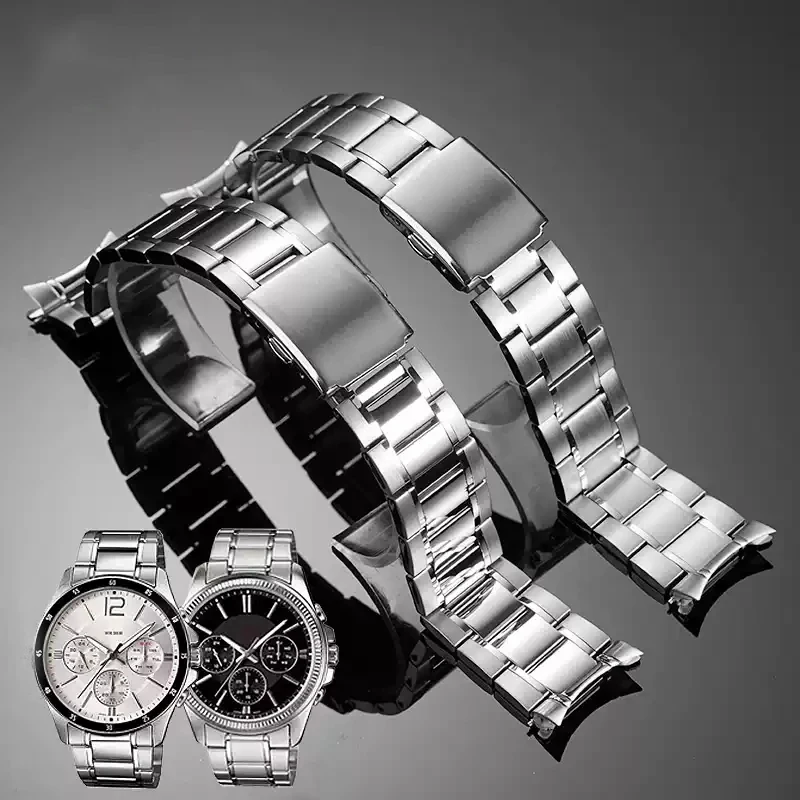 

Stainless steel strap is suitable for CASIO fine steel bracelet MTP-1374 / 1375 / MDV-106 swordfish arc mouth watch strap, 22mm