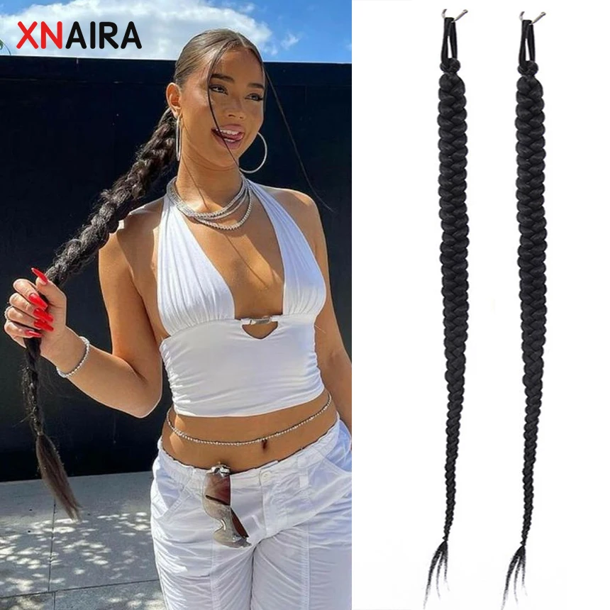 

Boxing Braids Synthetic Summer HairPicecs Clip-on Hair Extensions for Women Braided Hairstyle Natural Hair Colors Ponytails