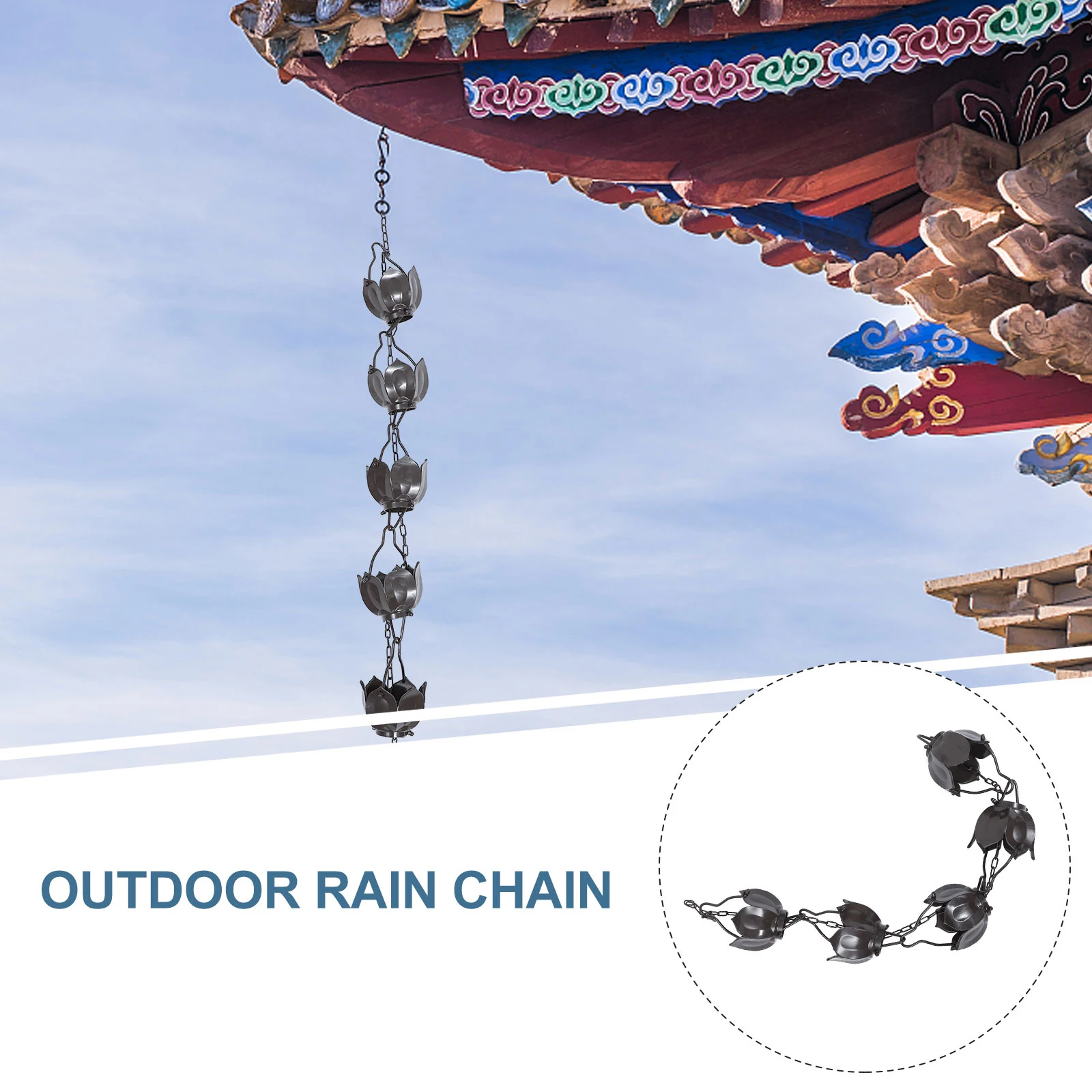 

1Pcs Aluminum Alloy Creative Lotus Rain Chain Lightweight Decorative Rain Chain for Downspout Balcony Garden Outdoor Drain