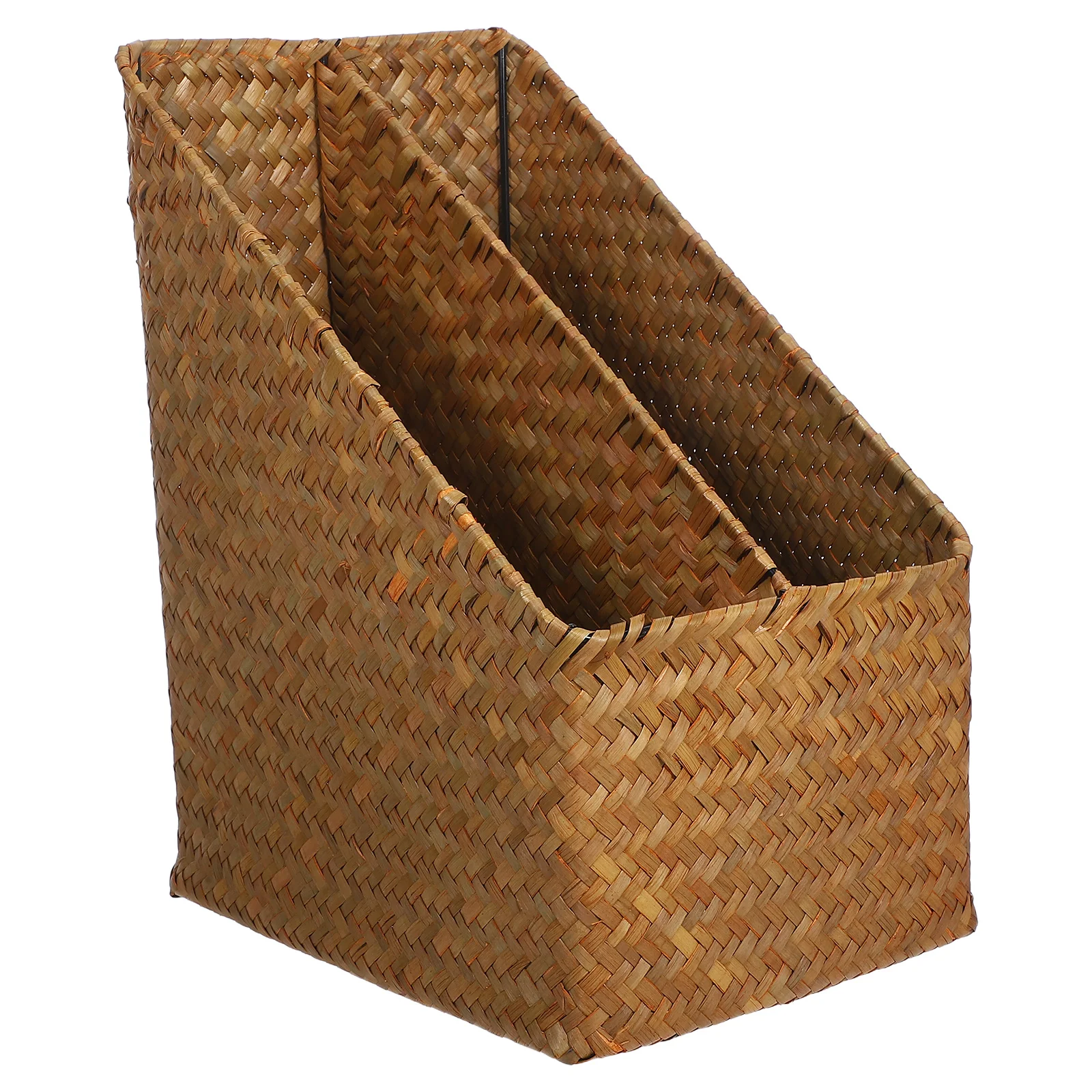 سلة تخزين سطح المكتب المنسوجة منظم مستندات على الطراز العتيق لمكتب غرفة النوم وغرفة المعيشة وغرفة الحرف اليدوية تستخدم صندوق عرض ريفي #6