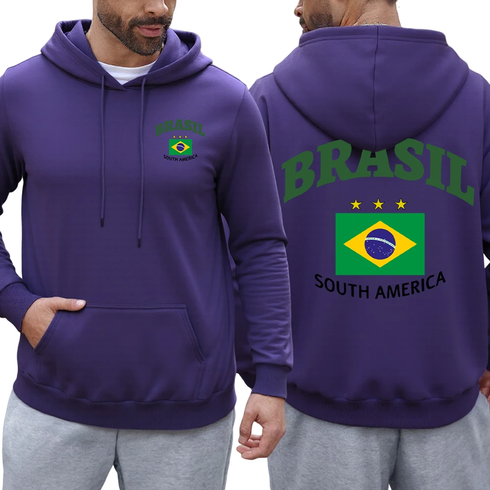 البرازيل أمريكا الجنوبية المطبوعة الرجال هوديس الهيب هوب موضة هودي عادية كبيرة الحجم الشارع الشهير الصوف متعدد الألوان البلوز الخريف #2