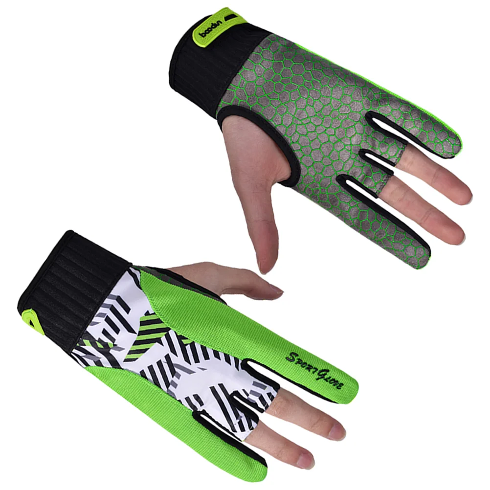 1 Pair of Silicone Bowling Gloves Professional Anti-slip Elastic Breathable Sports Gloves - Size M (Green) Wristband Supplies