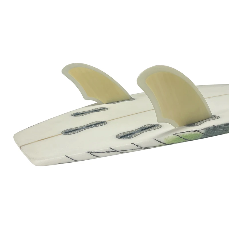 UPSURF FCS II Twin Keel Fins Natural Bamboo Double Tab Surfboard Side Fins Set Quilha Versatile Surf Fins for Fish Shortboard Su