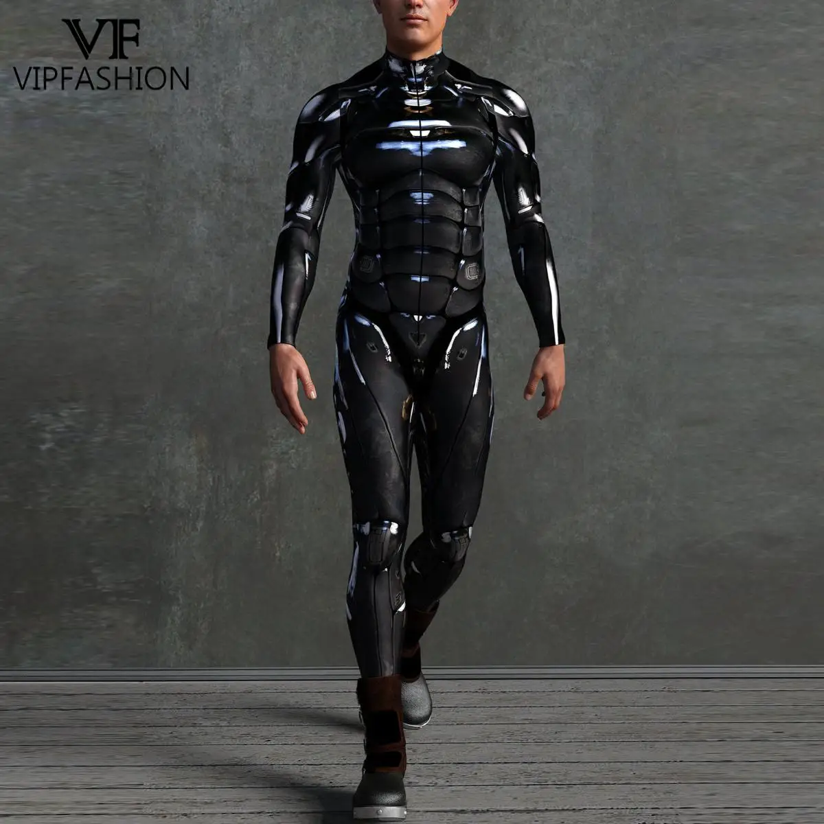 

VIP FASHION Robot Costume Men Punk Cosplay Bodysuit Purim Carnival Halloween Zentai Suit 3D Printed Catsuit Rave Party Clothes