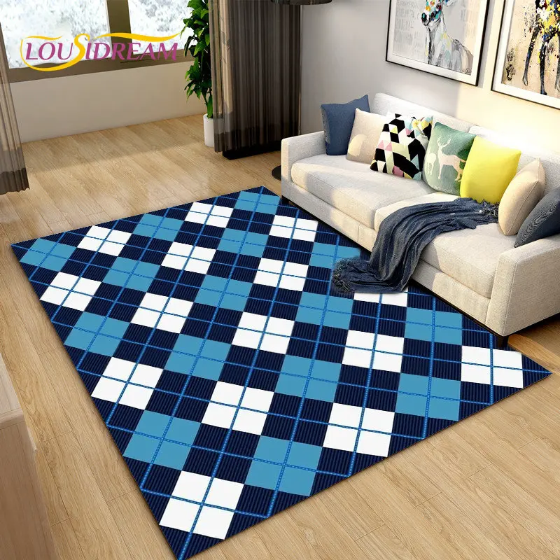 

3D Geometric Lattice Pattern Area Rug,Carpet Rug for Living Room Bedroom Sofa Decoration,Kitchen Bath Doormat Non-slip Floor Mat