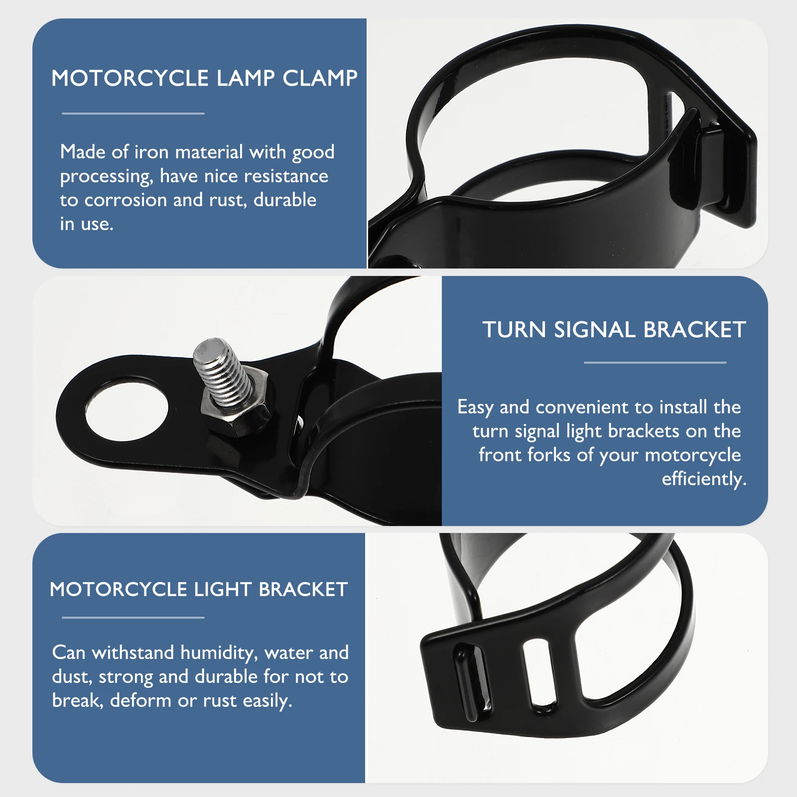 

Shock Absorbing Fixer Motorcycle Bracket Iron Durable Corrosion Resistant Turn Signal Light Brackets For Front Forks Stable