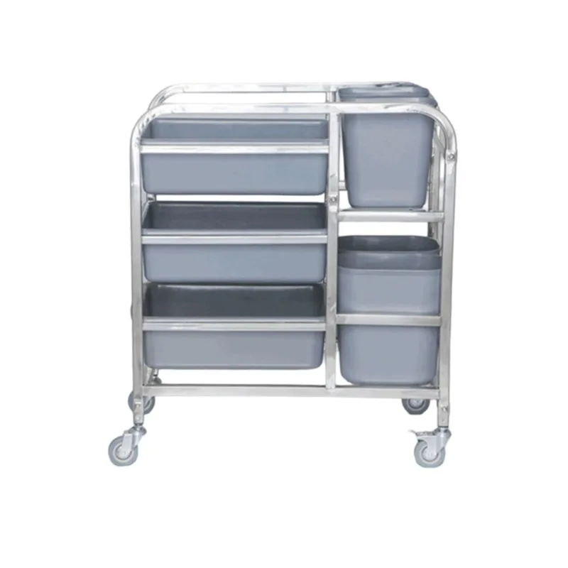 Hotel service trolley Plastic collection Stainless steel bowl trolley