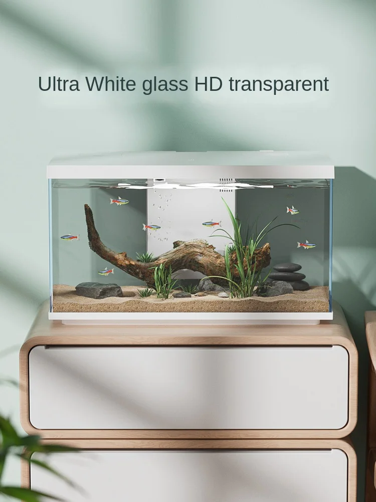 Xl Super White Glass Fish Tank Living Room Desktop Ecological Change Water Filter Landscaping Fish Globe