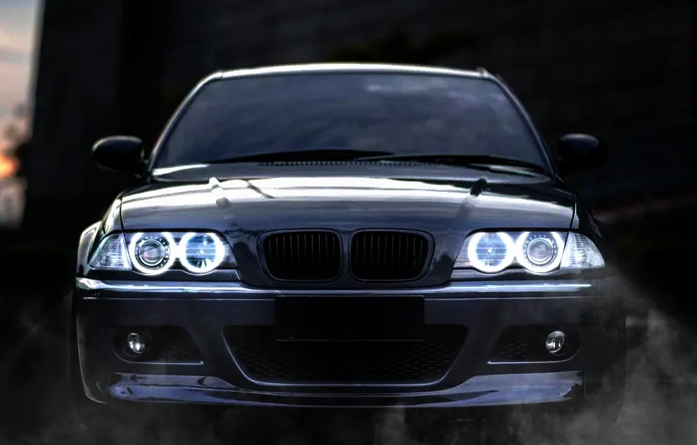 For BMW E36 E38 E39 E46 projector Ultra bright SMD white LED angel eyes 2600LM 12V halo ring kit daytime light 131mmx4