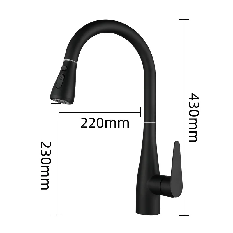 

Black Coated Color Pull Out Stainless Steel Kitchen Mixer