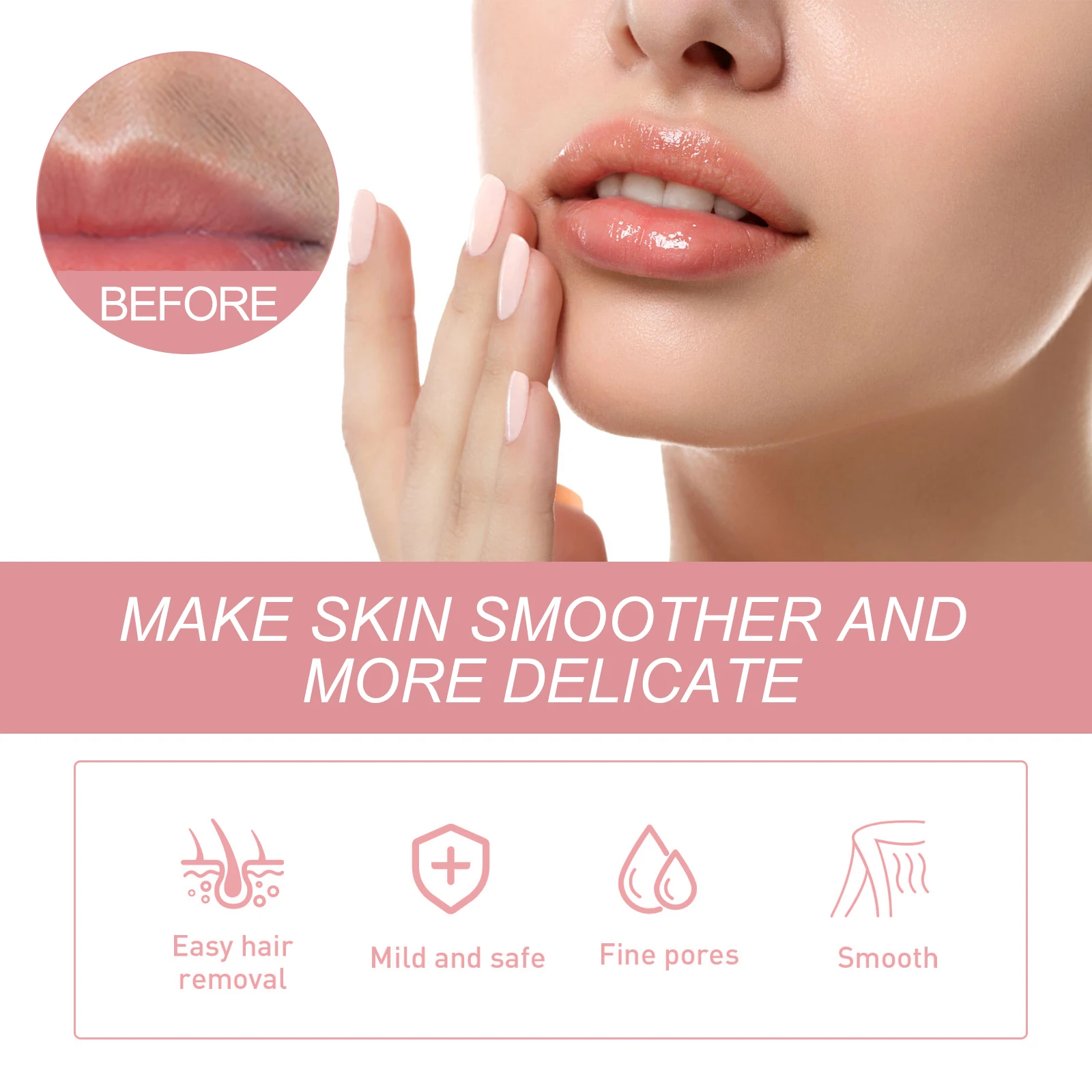 Ouhoe Peach Face ครีมกําจัดขนอ่อนโยนไม่ระคายเคือง Face Moisturizing ลดรอยแดง Smoothing Softening Hair Remove ครีม