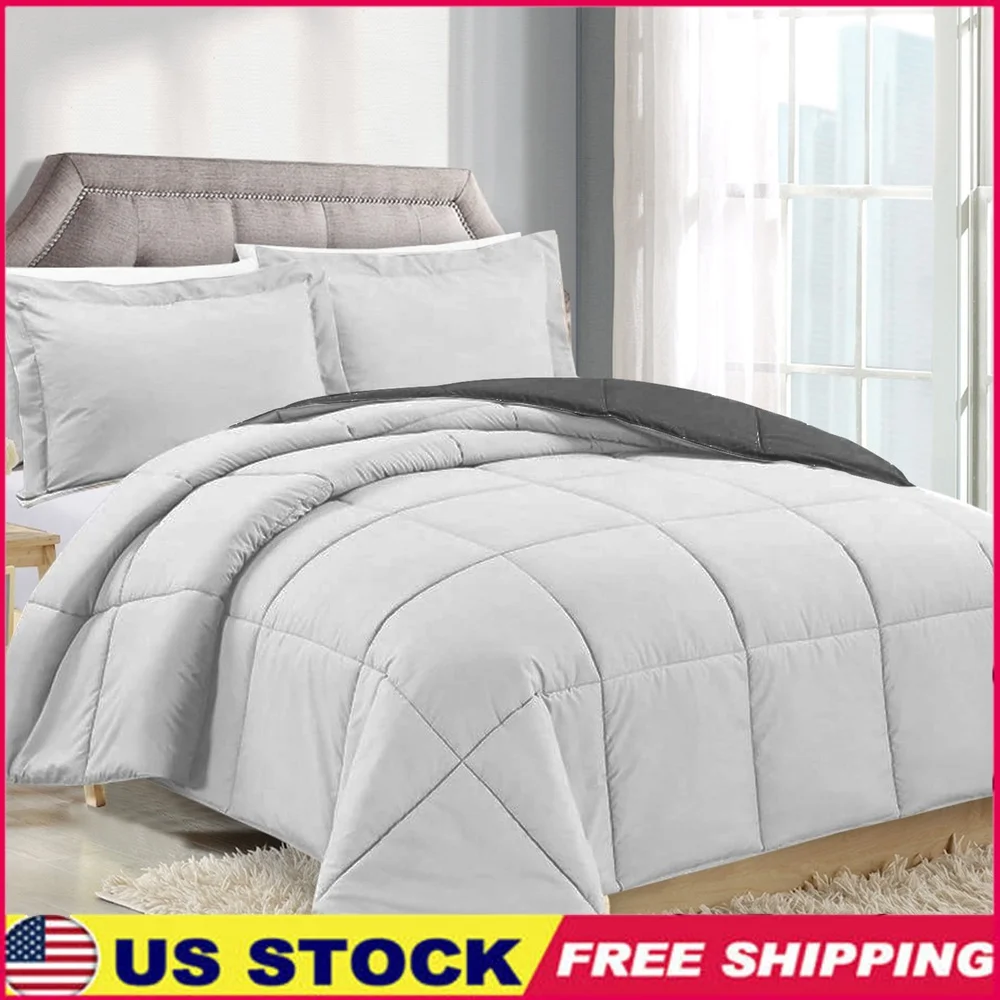 

Luxury Soft Down Alternative Reversible Comforter Set King Size Hypoallergenic Plush Fiberfill Bedding All Season 3 Piece
