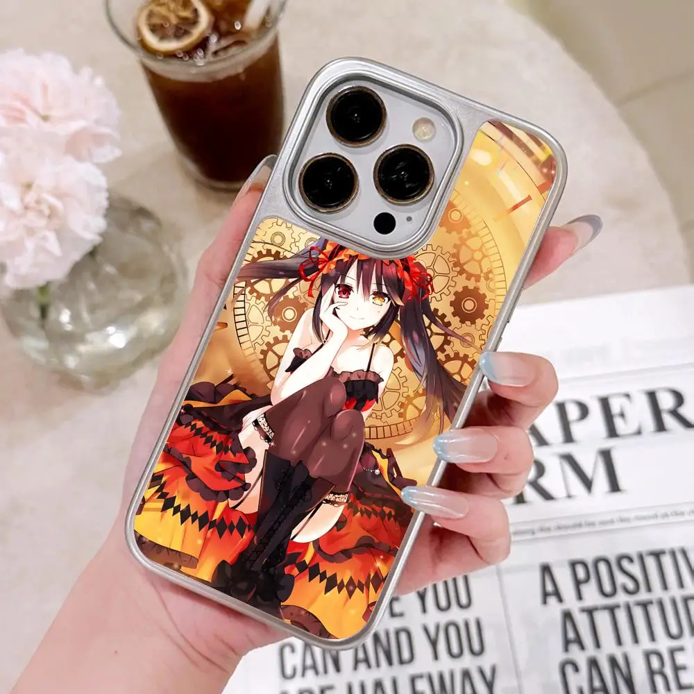 

Чехол для телефона Date a Live Kurumi Tokisaki для iPhone 17, 16, 15, 14, 13, 12, 11 Air Pro Max Plus с серебряным покрытием, красочный чехол