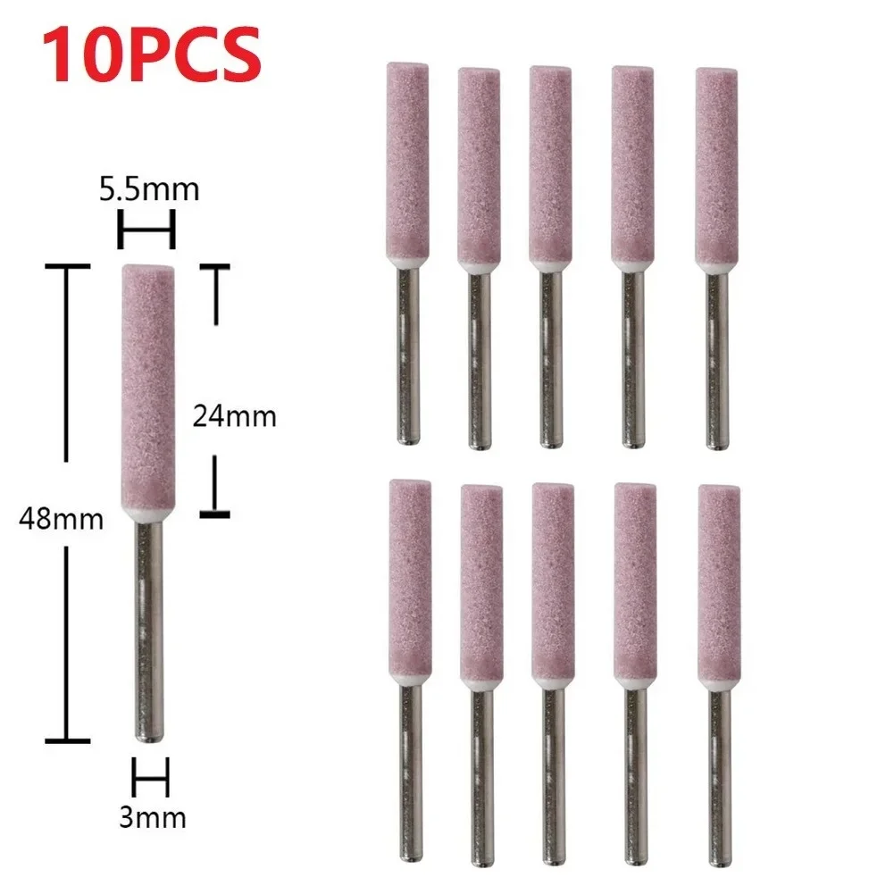 10 Pcs Chainsaw Sharpener Burr Kit 4/4.8/5.5mm Grinder Chain Saw Drill Carving Corundum Grinding Wheel Head For Chainsaw Chains