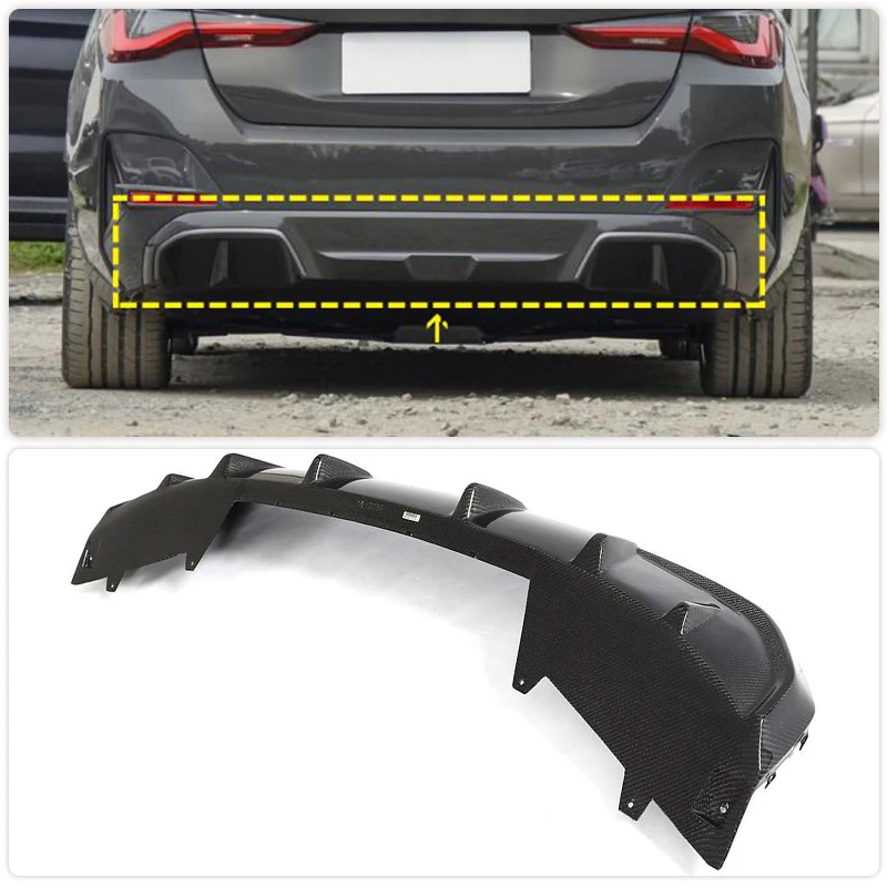 Carbon Fiber Car Rear Bumper Diffuser For BMW I Series I4 M Sport Hatchback 4-Door 2022 Auto Racing Rear Diffuser Lip Guard