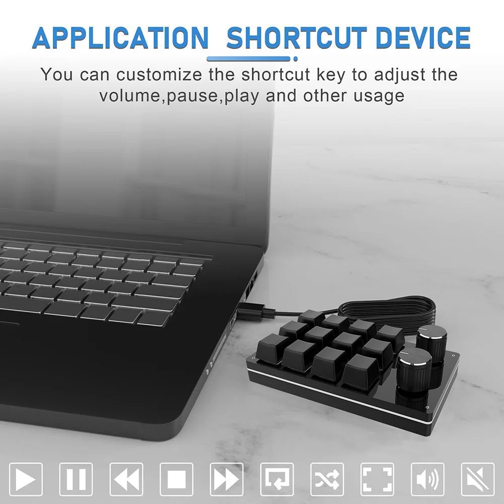 Bluetooth Wireless/USB 12 Key 2 Knob Mechanical Keyboard Gaming Keyboard Shortcut Programmable Keypad Keys Custom Macro 3-9 Key