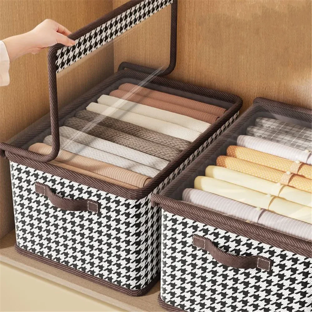 Clothes Storage Box with Transparent Lid Underwear T-Shirt Pants Organizer for Bedroom Drawers Wardrobe Storage Space Saving