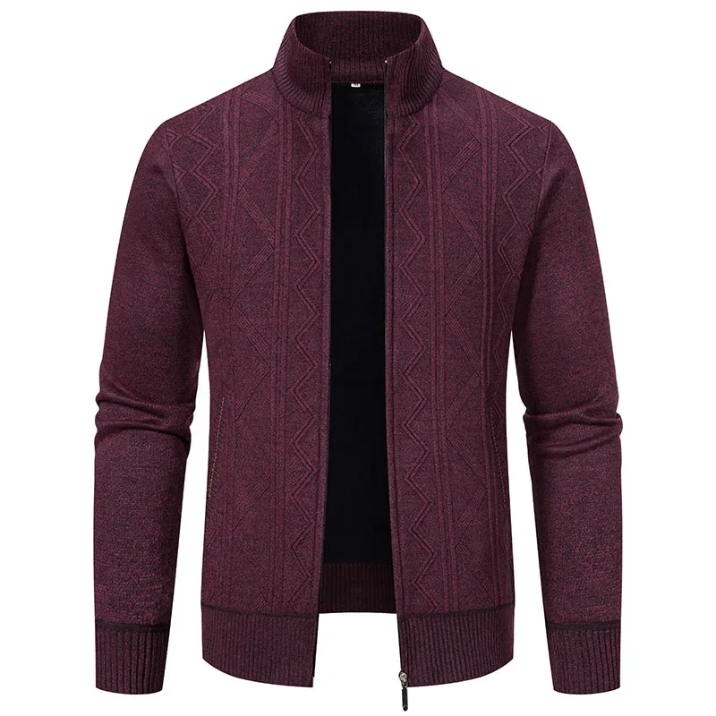 Men Knitwear Cardigans Sweaters Stand Collar Casual Sweatercoats New Autumn Winter Fleece Thicker Warm Slim Sweaters Jackets 3XL