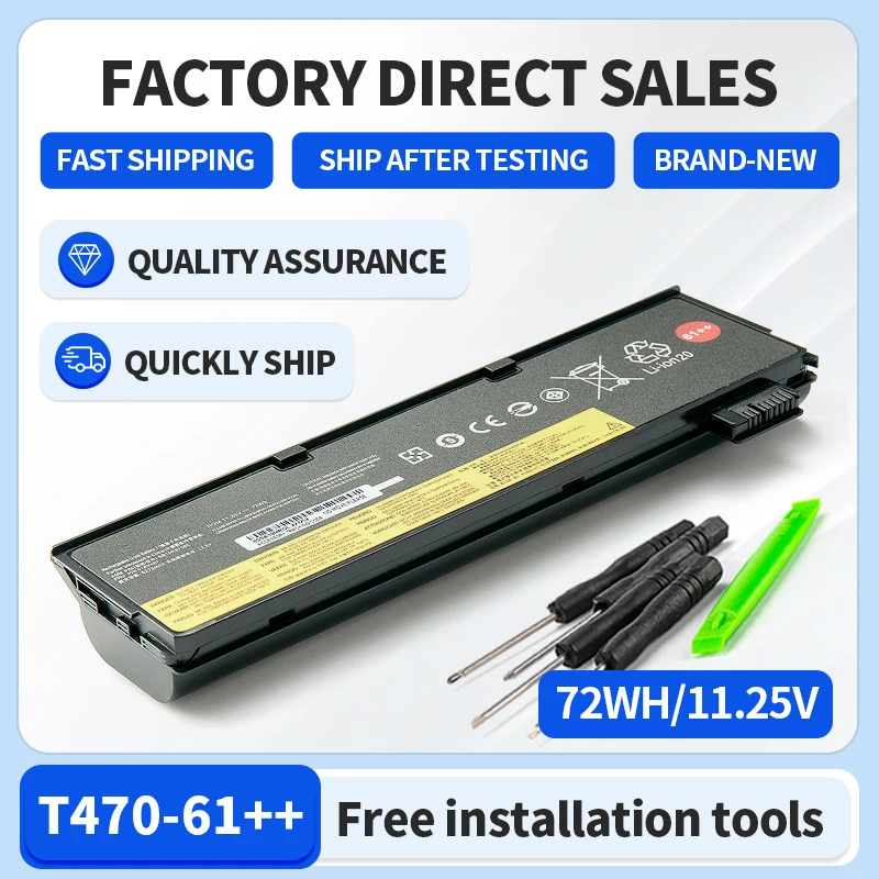 SOMI 11.25V 72Wh New Original Laptop Battery for Lenovo ThinkPad T470 T570 P51S 01AV427 01AV426 61++