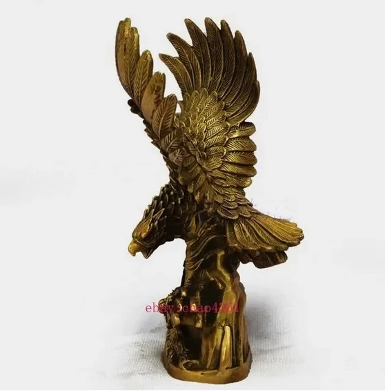 Chinese Brass Copper spread the wings Hawk Eagle Bird Figures Statue