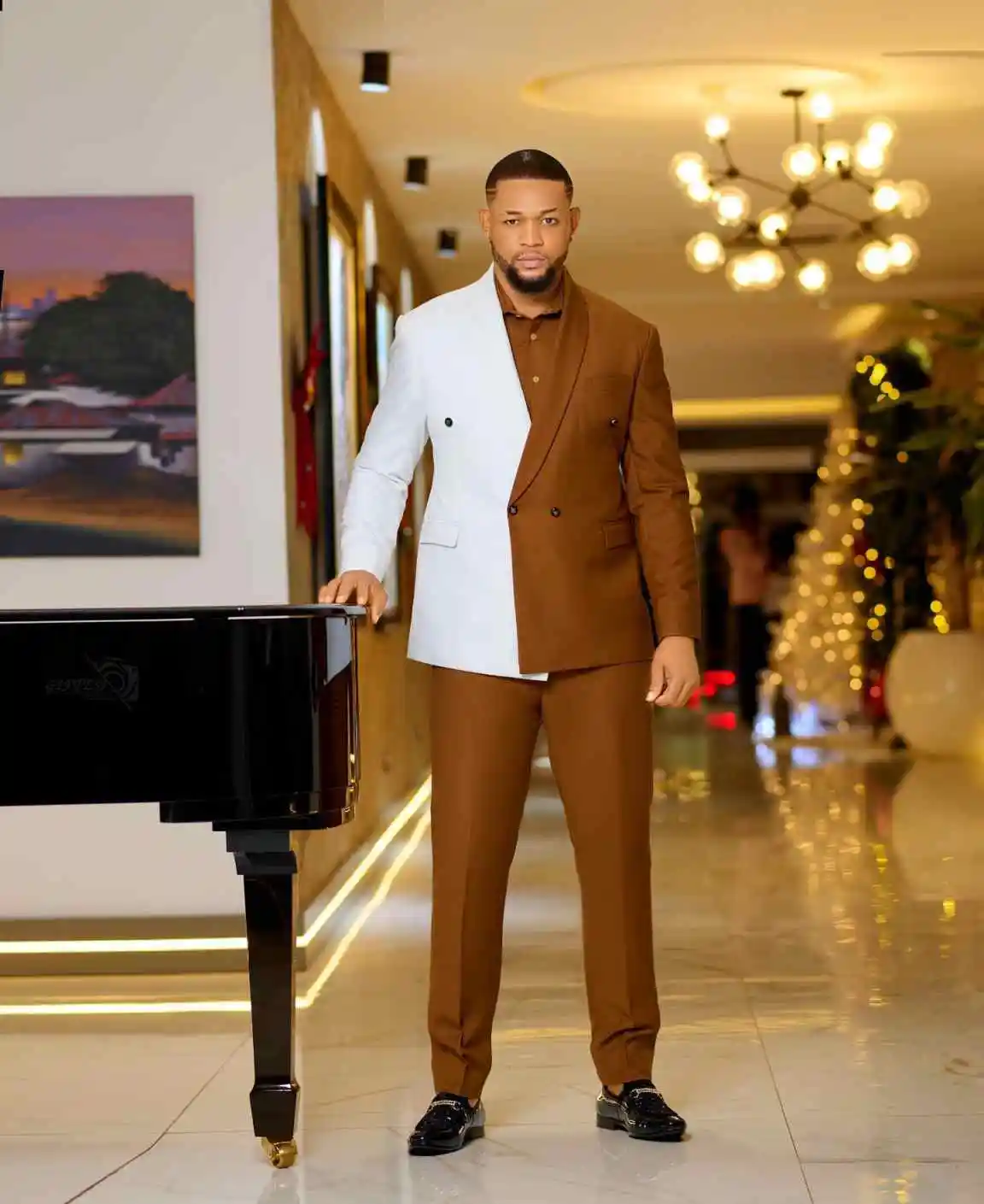 Handsome Splicing Mens Suits 2 Pieces Jacket Pants Special Occasion Business Party Banquet Customized Chaqueta Hombre