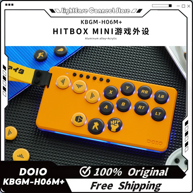 

DOIO KBGM-H06M+ HITBOX Mini Portable Game Keyboard Joystick Arcade Fighting Support Switch PC PS4 PS5 Steam RGB Aluminum Alloy