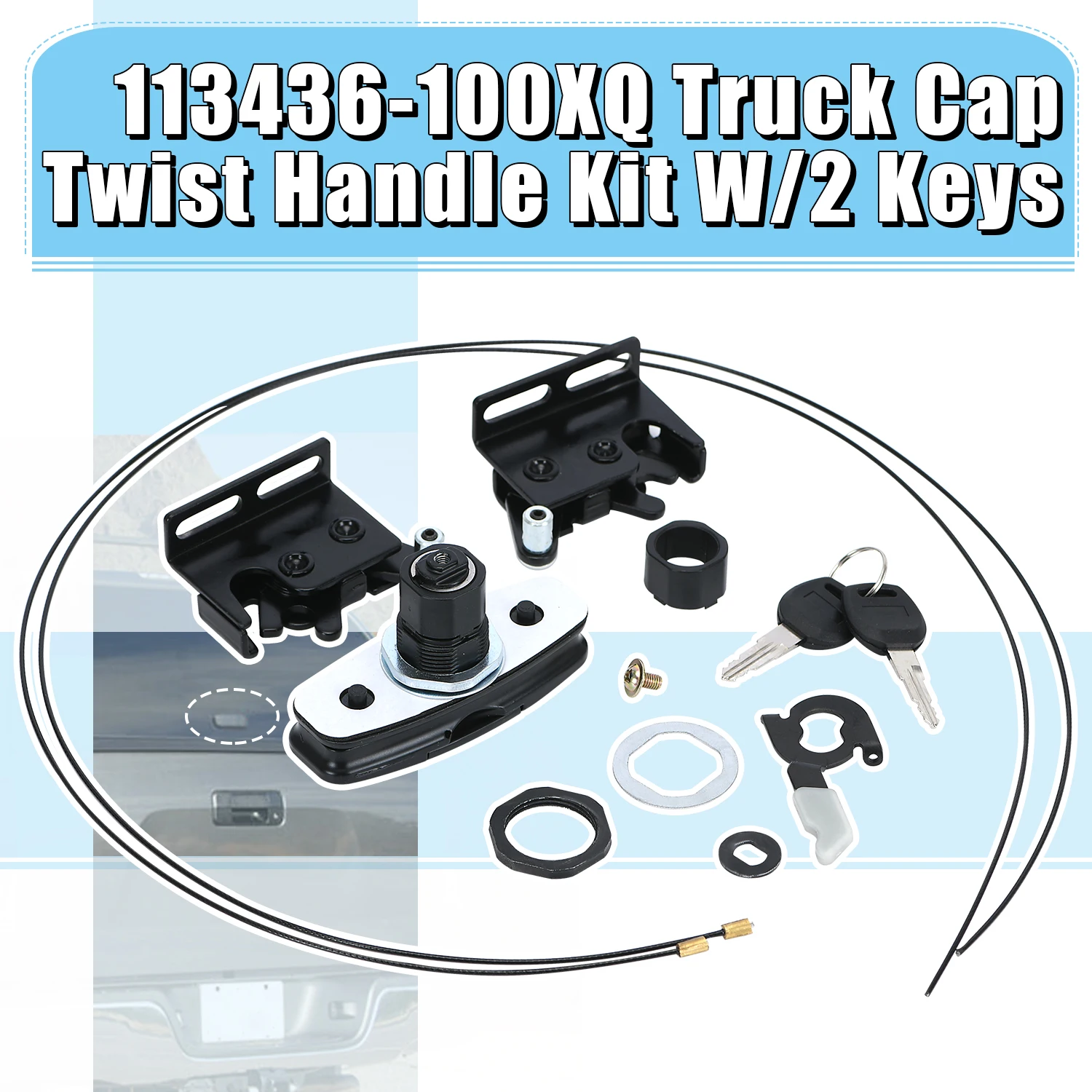 113436 Truck Cap Twist Handle Kit W/2 Keys for Leer Truck Caps 100XQ, 100XL, 100XR, and TSC700 with Striker Latches 83514/83515