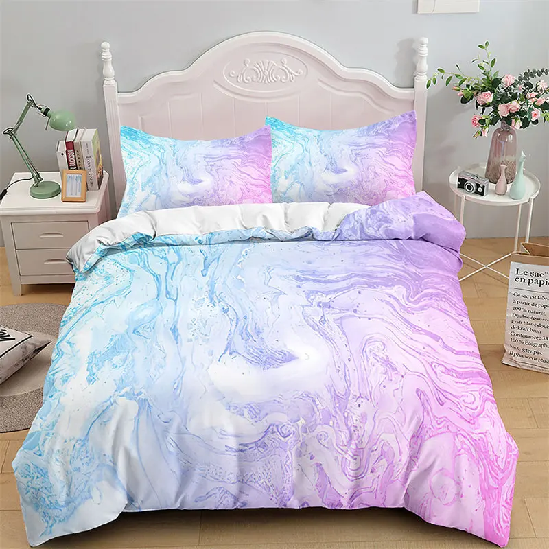 

Colorful Marble Duvet Cover Abstract Geometric Bedding Set King Queen For Adults Kids Bedroom Decor Microfiber Comforter Cover