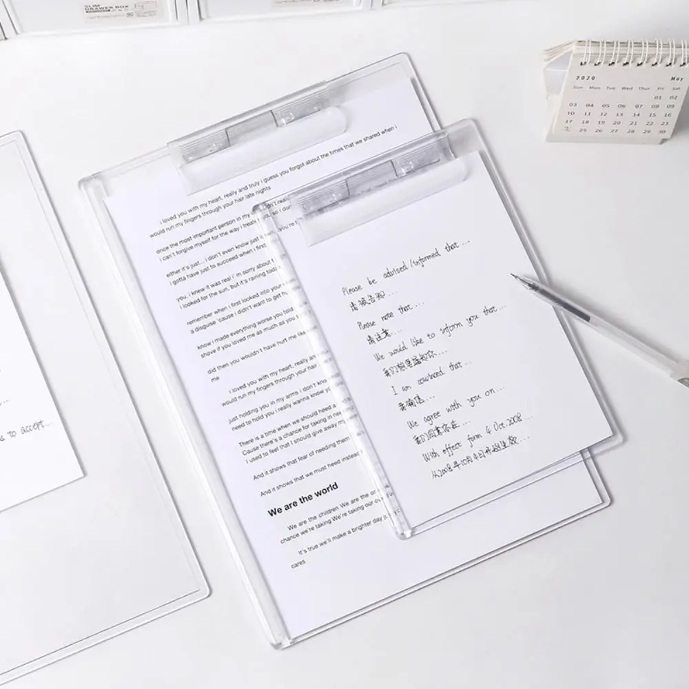 Korean With Graduated Scale Writing Clipboard Durable Arcylic Memo Clipboard Transparent A4/A5 Menu Folder Students