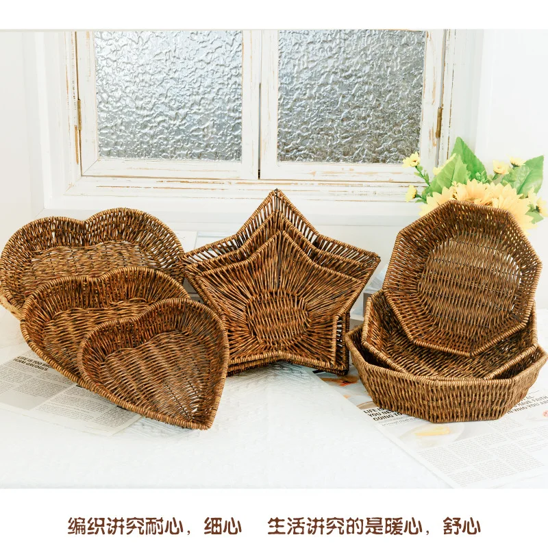 

Fruit Candy Snack Basket Imitation Rattan French Fries Plate Vegetable Basket Plates Household Kitchen Tableware Storage Case