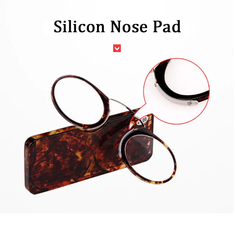 Tragbare Lesebrille mit Clip-Nasenbügel für Männer und Frauen, ultraleichte, ultradünne Presbyopie-Brille mit Original-Etui