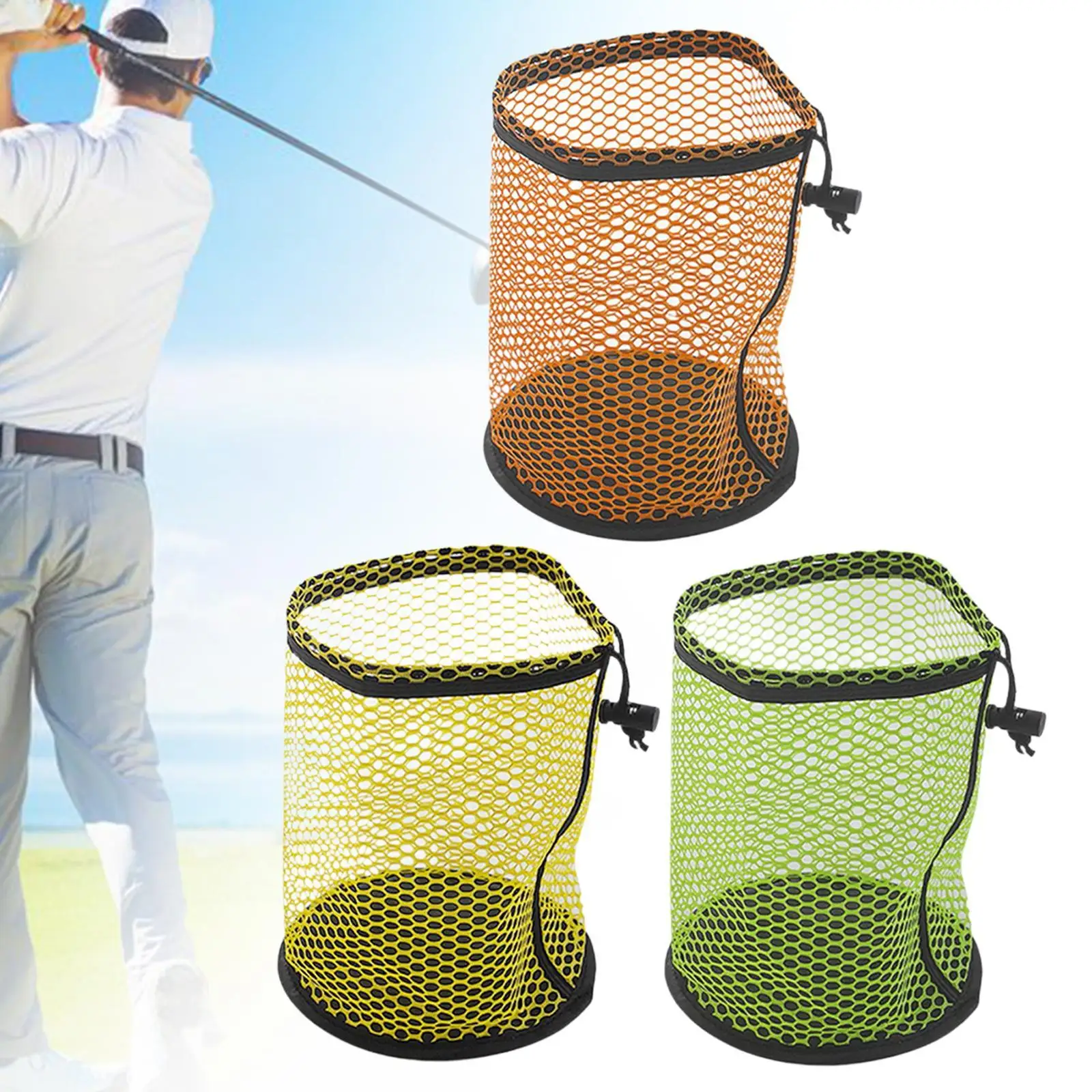 Golf Ball Pouch Drawstring Closure Multipurpose Breathable Bag Portable Golf Club Accessories Organizer for Practice and Play