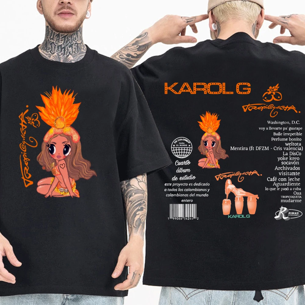 

2025 KAROL G Album TROPICOQUETA T-shirt Harajuku O-neck Casual Shirt Gift