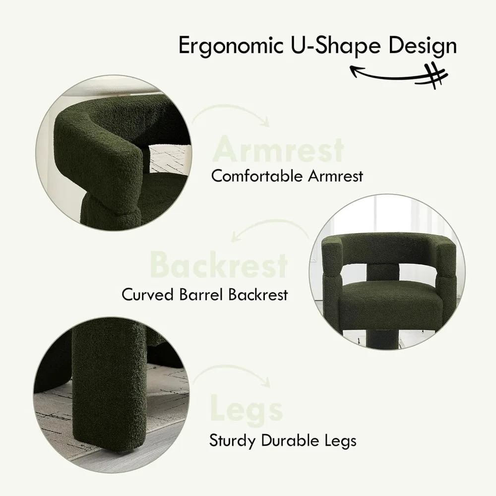 เก้าอี้ทานอาหารผ้าเชอร์ปา, เก้าอี้ทรงกระบอกหุ้มผ้ากำมะหยี่มีที่วางแขน, เก้าอี้หุ้มเบาะนุ่มสบายสไตล์เท็ดดี้สำหรับห้องนั่งเล่น