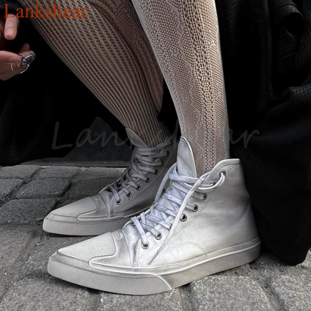 

Cross Tied Height Increasing Women Shoes Lace Up Niche Disign Canvas Punk Summer Retro Fashion Casual Women Shoes New Arrivals