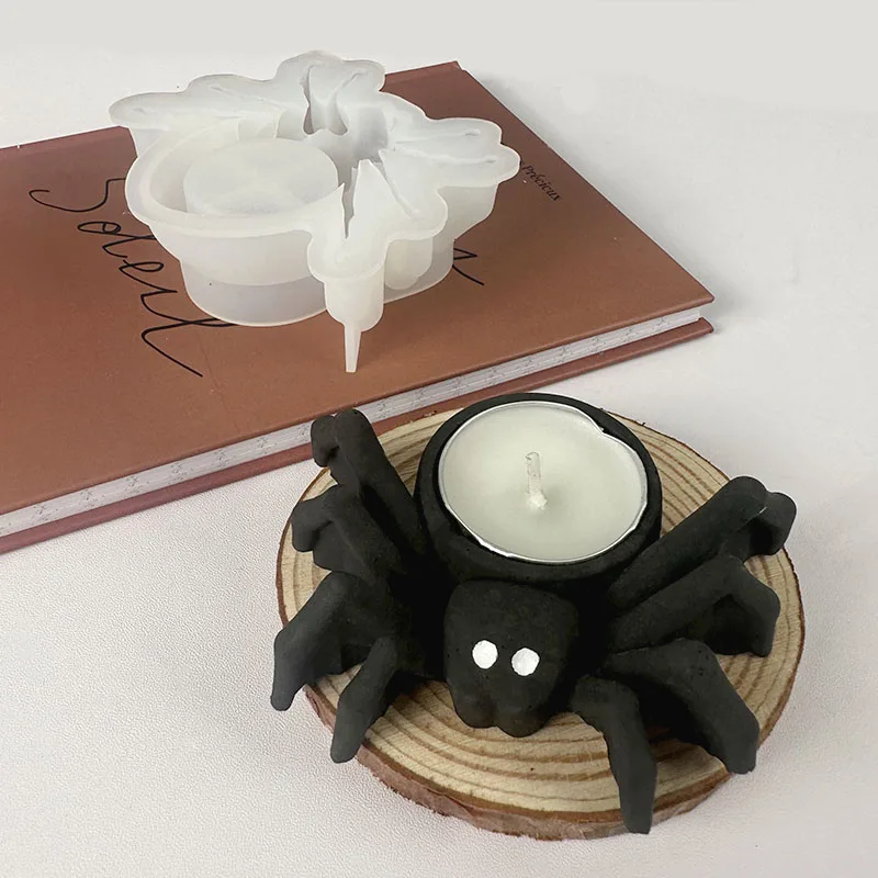 DIY Spider Candlestick Silicone Mold Halloween Epoxy Resin Candle Holder Molds Animals Series Spider Candle Mould Home Decor