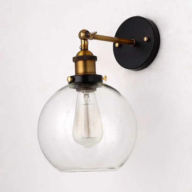 Wholesale Price Loft Vintage Industrial Edison Wall Lamps Clear Glass Lampshade Antique Copper Lights 110V 220V For Bedroom