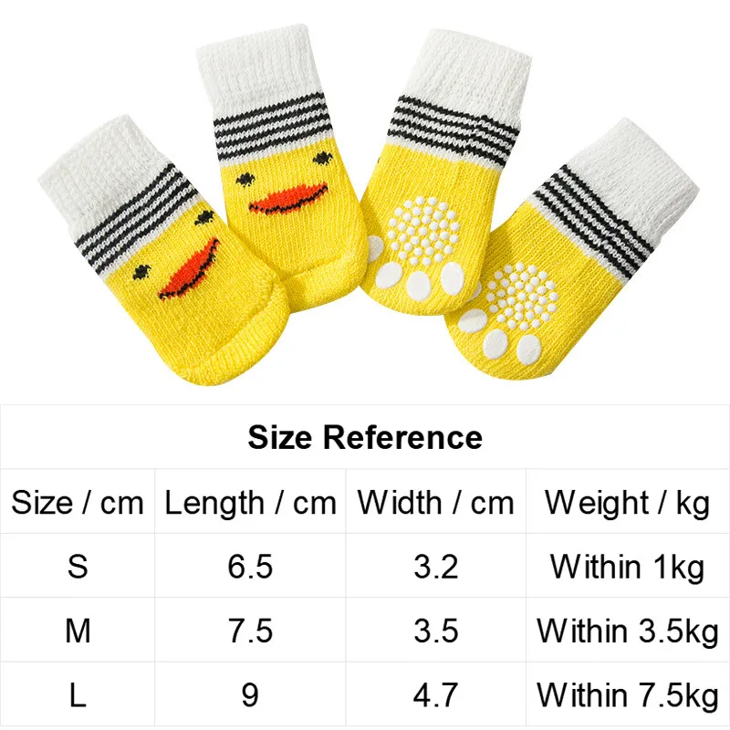 4Pcs/Set Winter Warm Dog Socks Anti Slip Pet Shoes Socks For Small Medium Dogs Soft Breathable Chihuahua Teddy Puppy Foot Cover