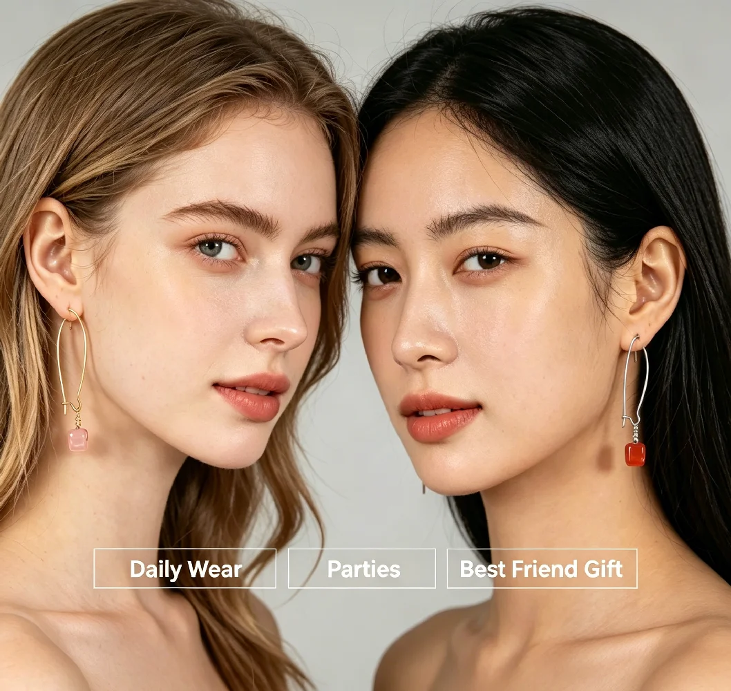 Cube Crystal Natural Stone Dangle Earrings Women's Earrings Party Jewelry Daily Look Accessorie Birthday Gift