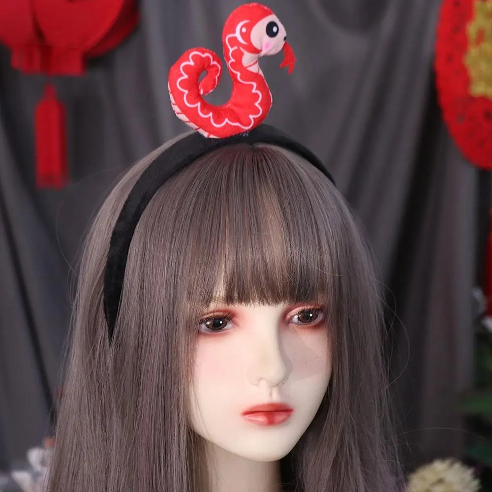 Creative Chinese Zodiac Snake Headband Plushy Soft Chinese New Year Hairband Headwear Fur Lunar Year