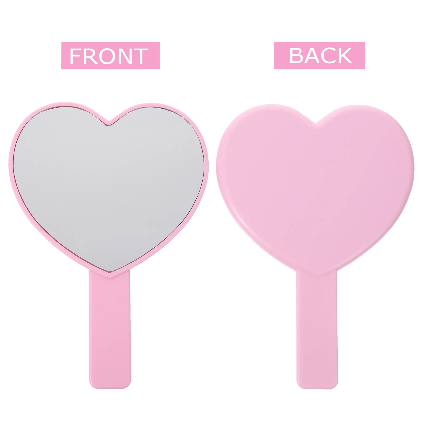 2 Pcs Heart Handle Mirror Compact Makeup Portable Vanity Unique Travel Handheld Lens Attractive