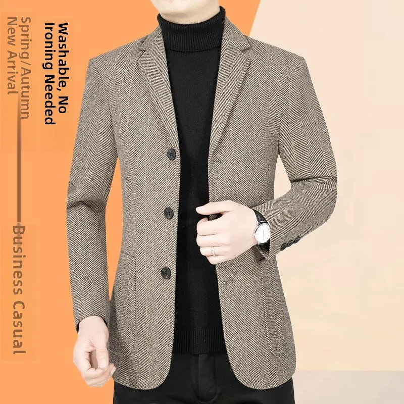 

Casual Men's Suiting Jaet Spring Autumn New Sle Single Piece Men's Casual Wear Iron Free Dad Coat Versatile Long Lasting
