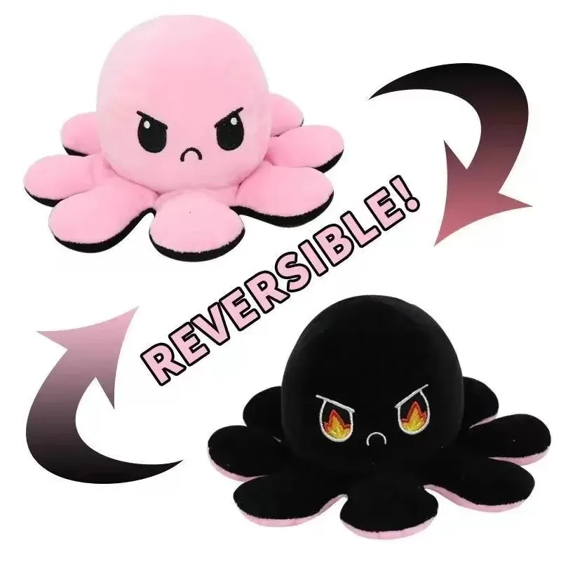 Flaming Eyes Flip Octopus Doll Toys Double Emoticon Cute Plush Toy That Can Be Flipped Funny Birthday Christmas Gift