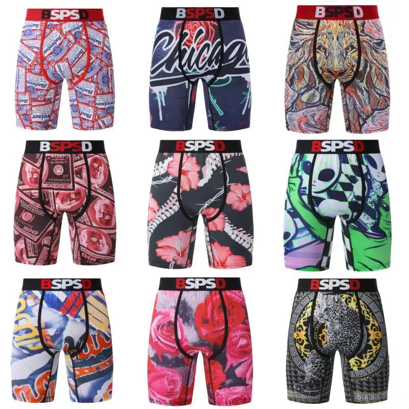 Shorts de boxer respirável masculino, roupa interior estampada, calcinha masculina, lingerie, cuecas, troncos, plus size, moda