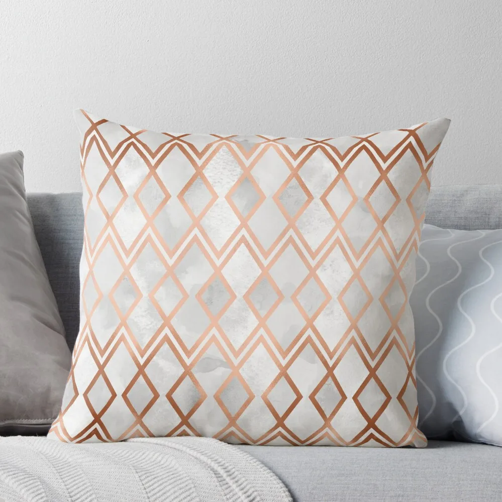 

Copper & White Geo Diamonds Throw Pillow autumn pillowcase Cushion Child