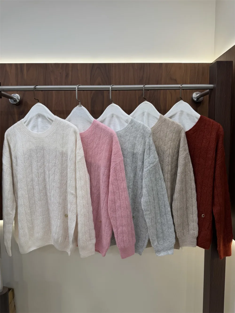 Cashmere Silk Patchwork Pullover Women Cable Knit Sweater Winter Autumn Retro Jacquard Solid Cozy Loose Fit Knitwear tops