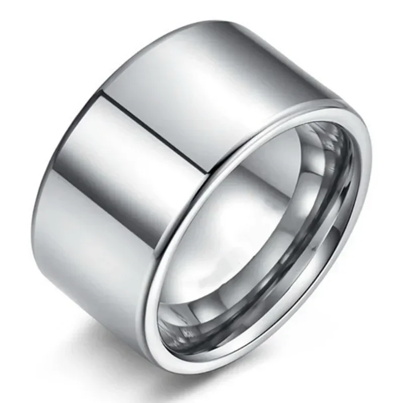 Simple 10MM Wide Large Titanium Steel Face Ring for Men Super Wide Silver Color Men's Ring Big Finger Ring Wedding  Jewelry